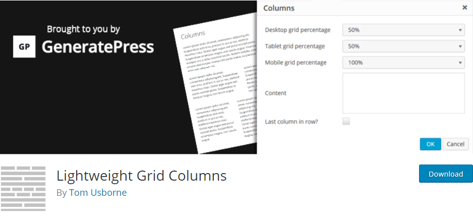 Wordpress Column Plugin