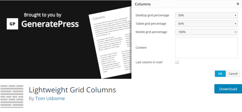 WordPress Column plugin