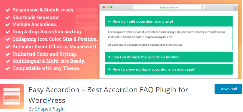 WordPress FAQ plugin