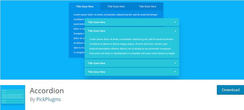 WordPress Accordion plugin