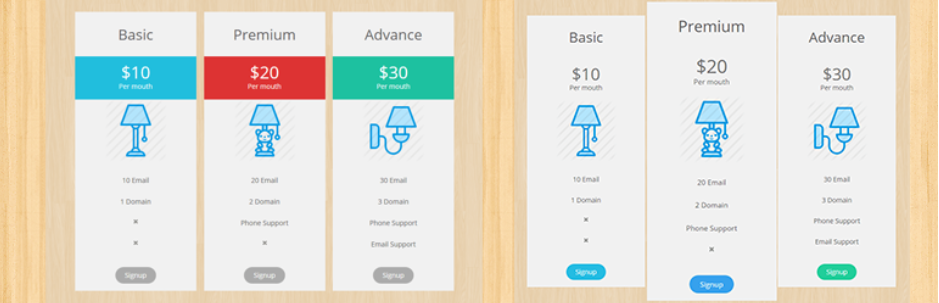 wordpress pricing table plugin