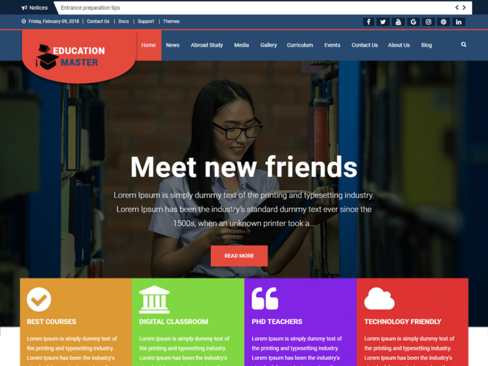 Free Education Master Wordpress Theme