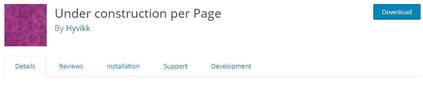 Under Construction Per Page – Wordpress Plugin Wordpress Org