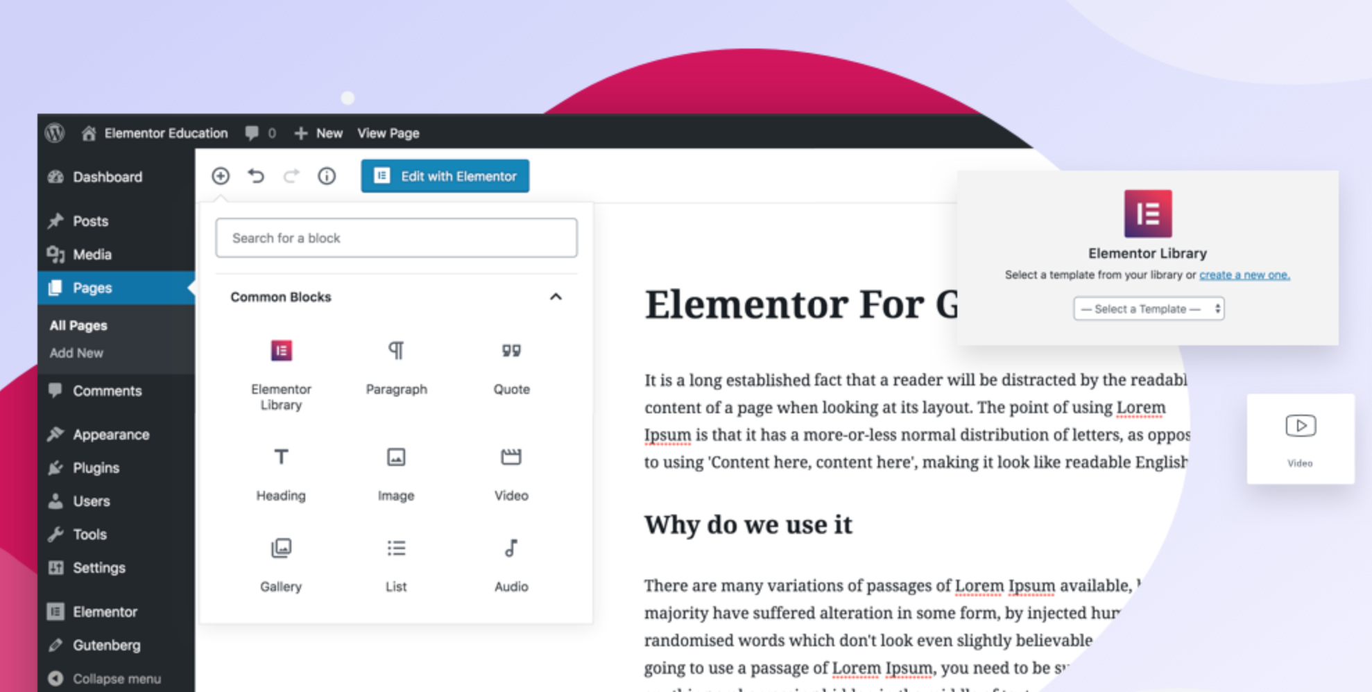 Elementor Blocks for Gutenberg