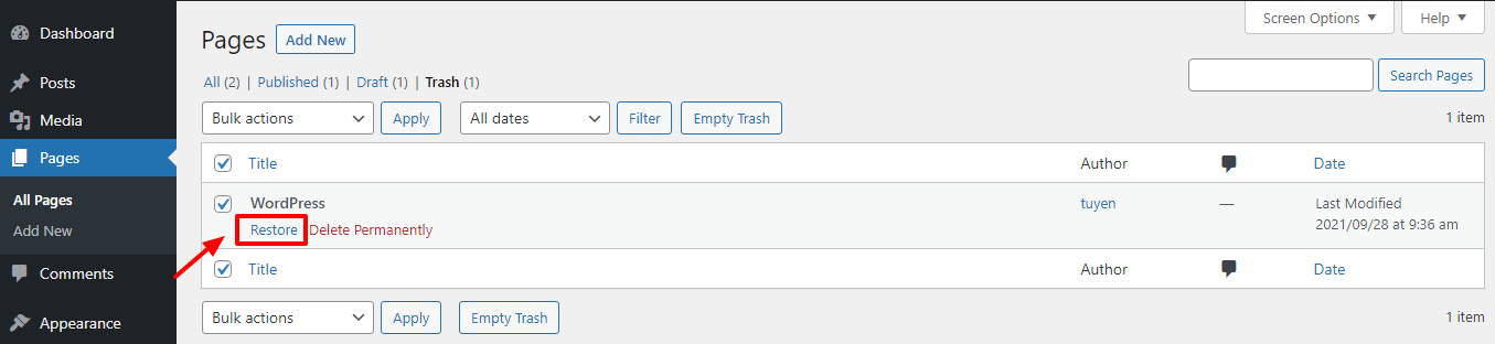 Wordpress Trash 3