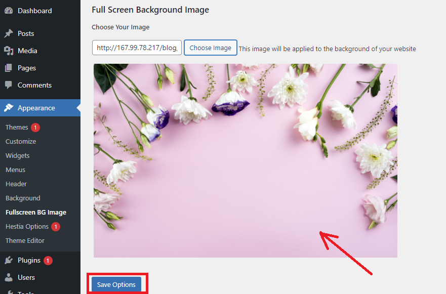 add a background image in wordpress 2