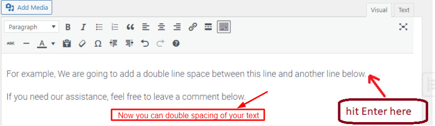 How to add a Single/Double Line Spacing in WordPress?