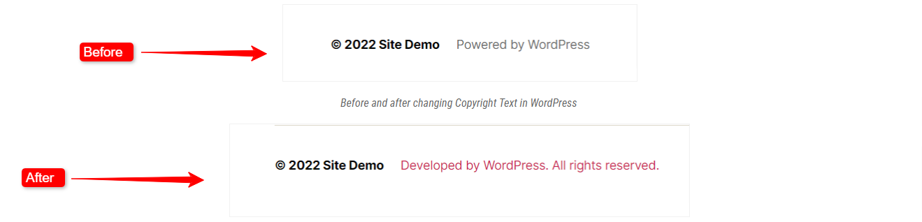 Change footer Copyright text in WordPress 6