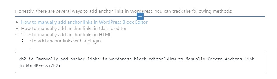 Add Anchor Links In Wordpress 6