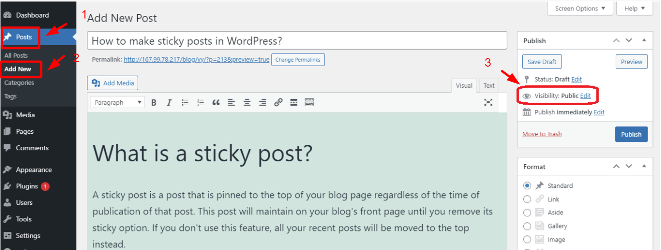 How to make sticky posts in WordPress?