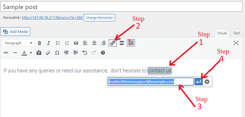 Add A Link To An Email Address In Wordpress 1