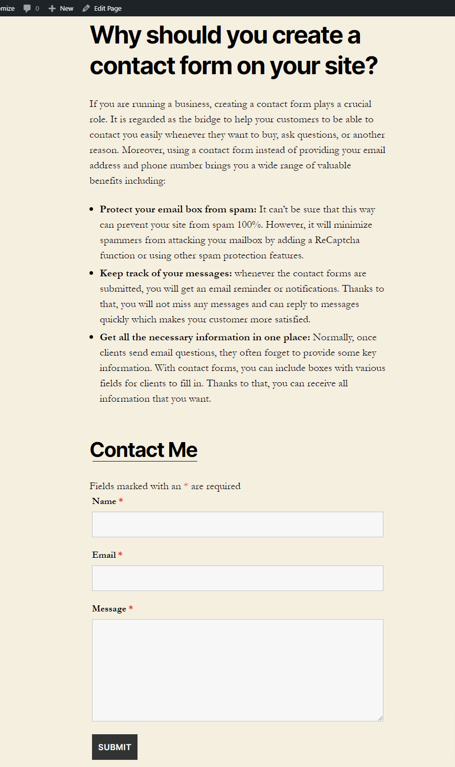 create a contact form in WordPress 11