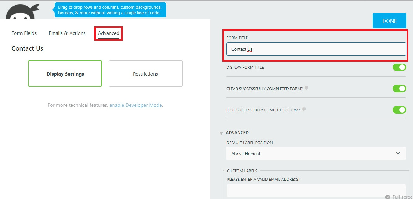  create a contact form in WordPress 7