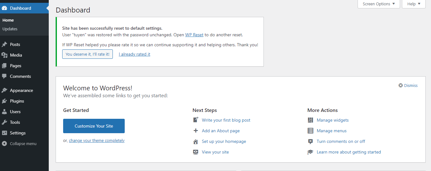 reset a WordPress site 4