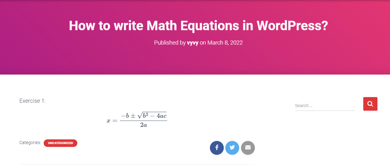 Add Math Equations In Wordpress 3