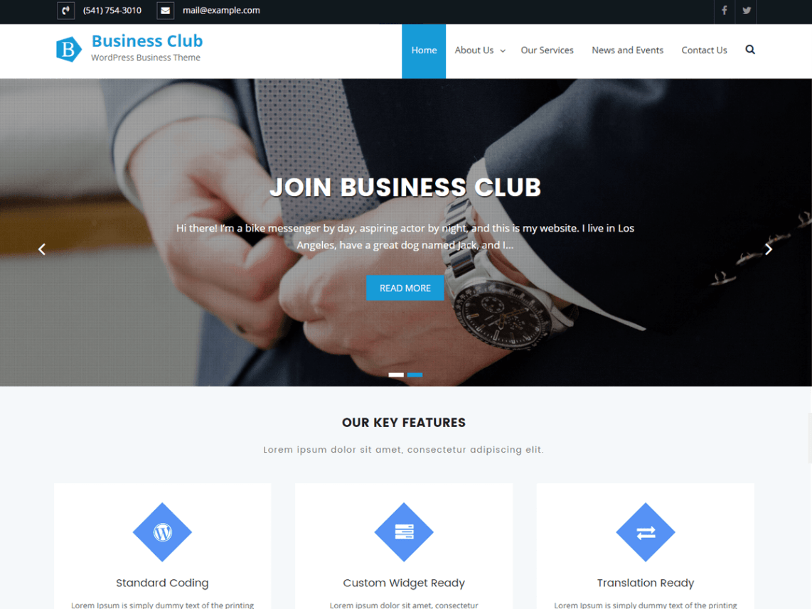 Free Business Club Wordpress Theme