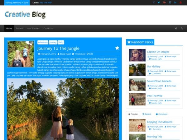 Free Creative Blog Wordpress Theme
