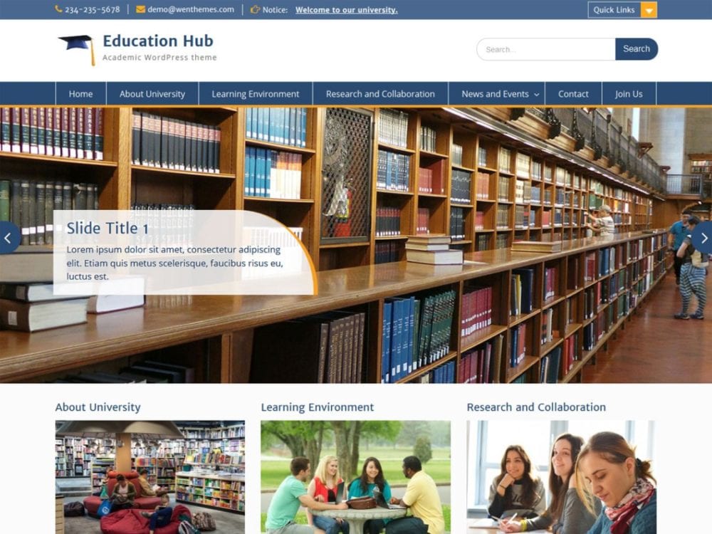 Free Education Hub Wordpress Theme