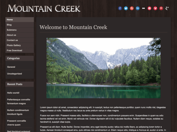 Free Mountain Creek Wordpress Theme