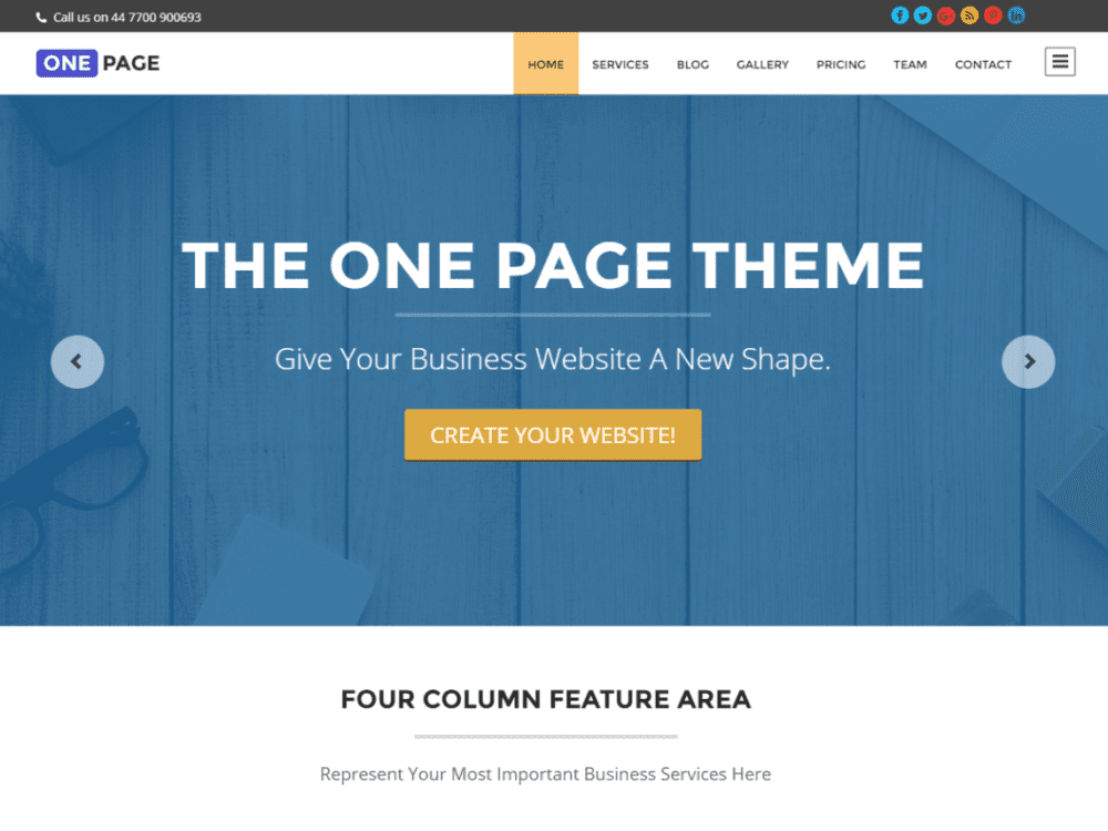 Free One Page Wordpress Theme