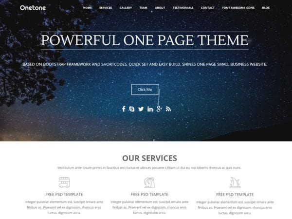 Free Onetone Wordpress Theme