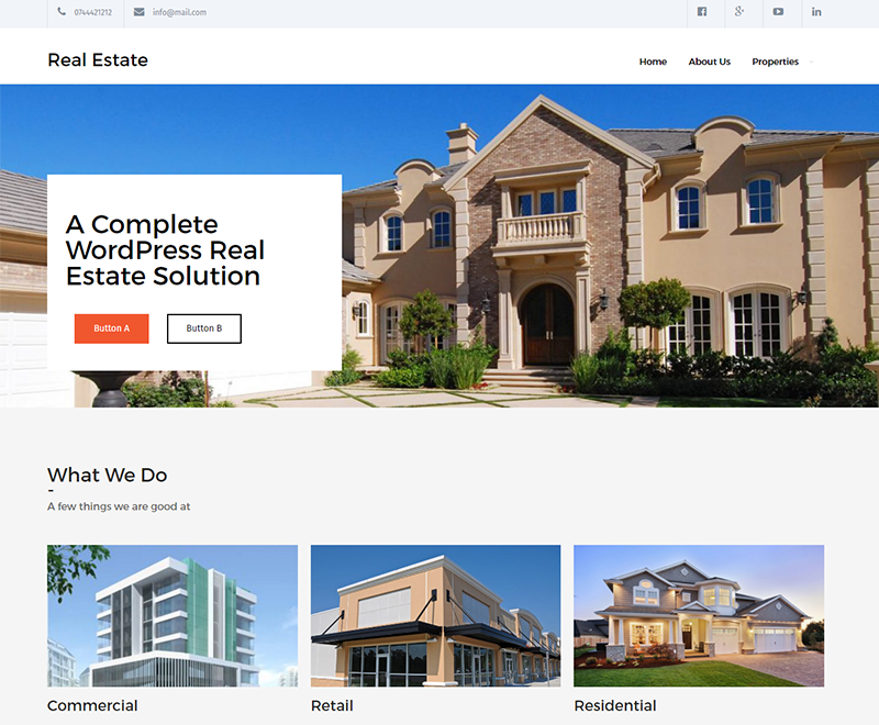 Free Real Estate Lite Wordpress Theme
