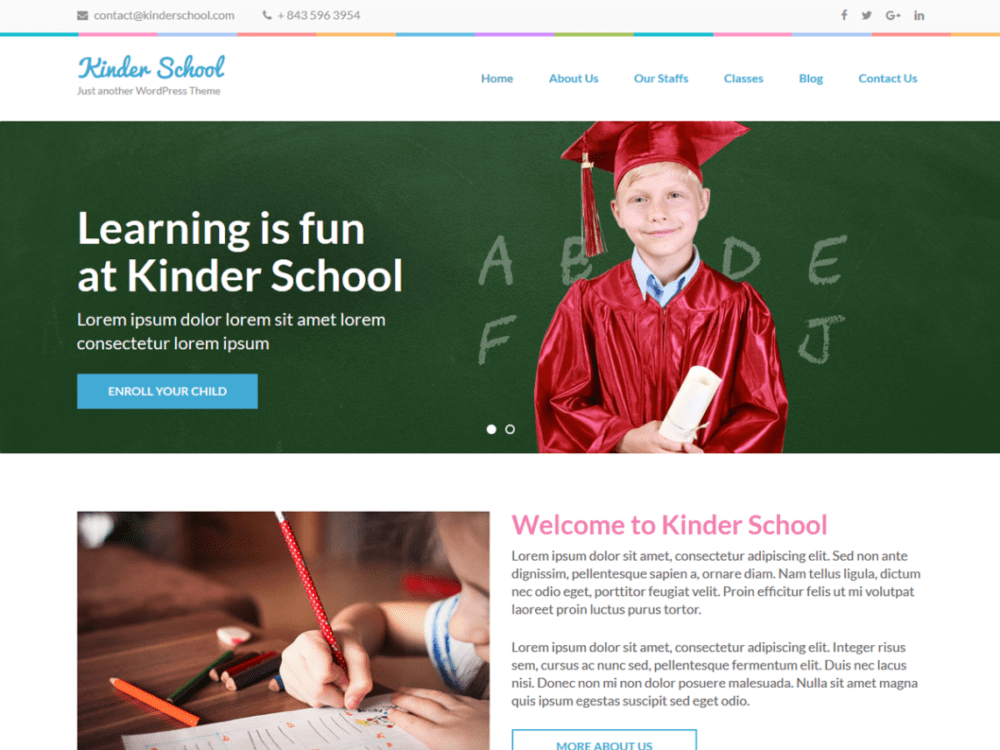 Free Preschool And Kindergarten Wordpress Theme