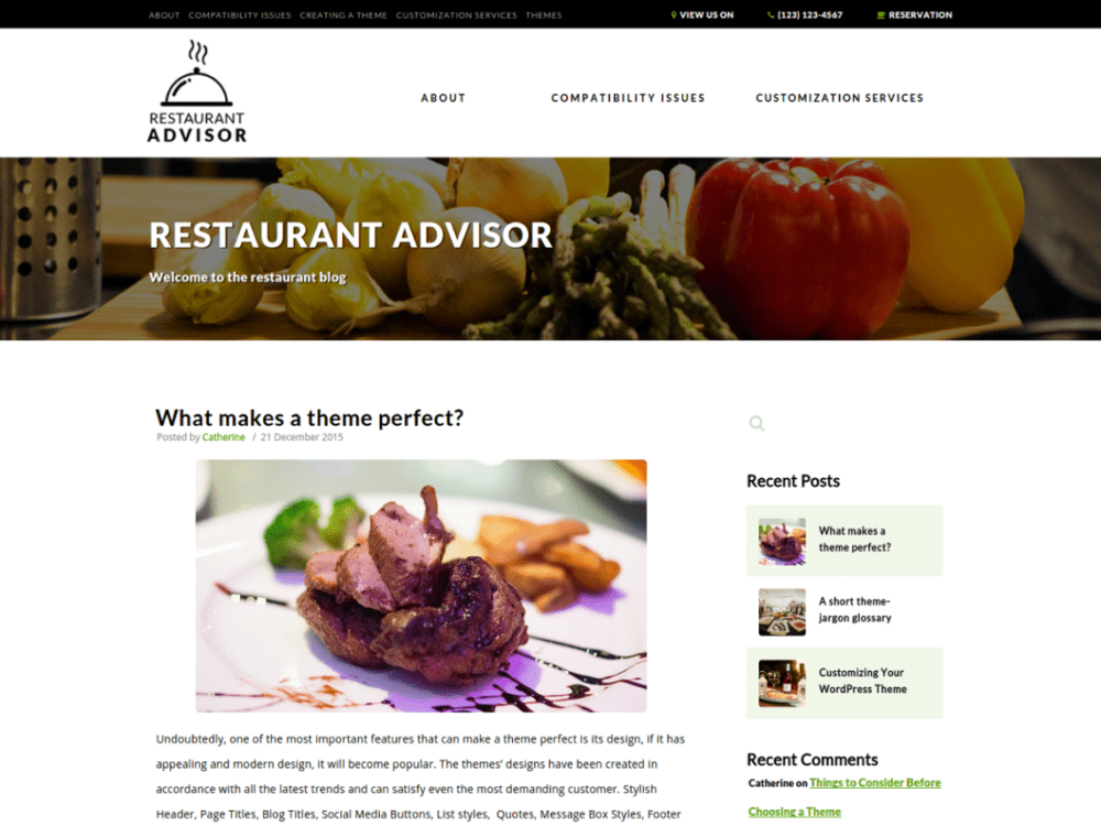 Free Restaurant Advisor Wordpress Theme