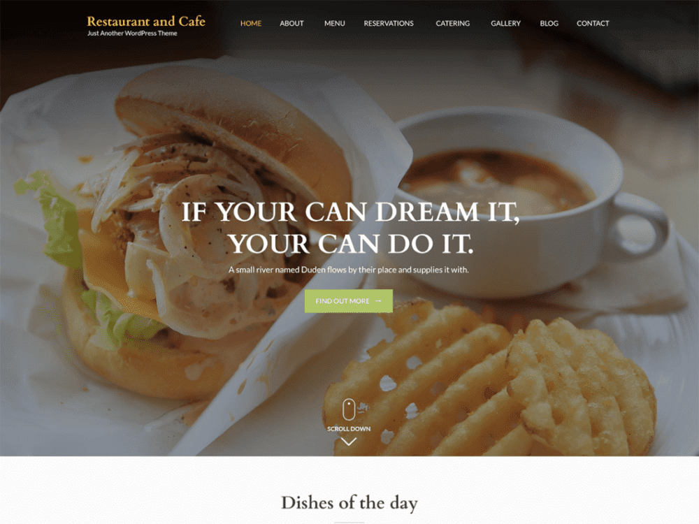 Free Restaurant And Cafe Wordpress Theme