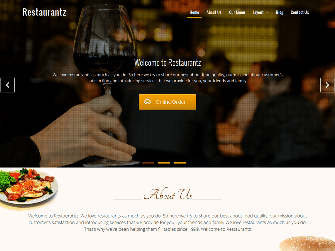 Free Restaurantz Wordpress theme