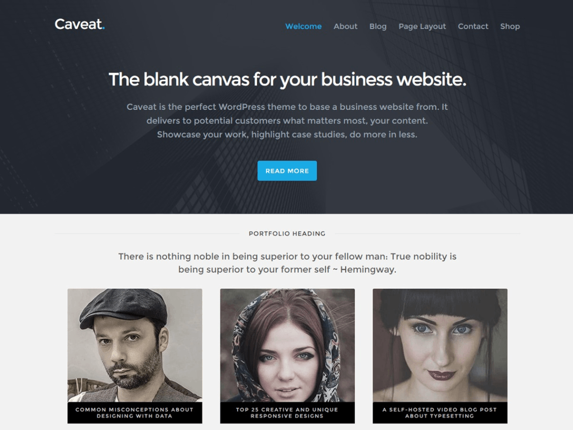 Free Caveat WordPress theme