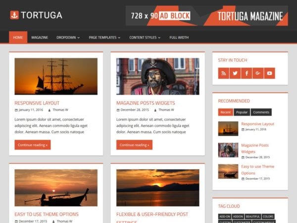 Free Tortuga Wordpress Theme