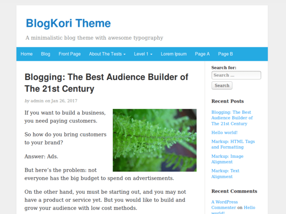 Free Blogkori Wordpress Theme