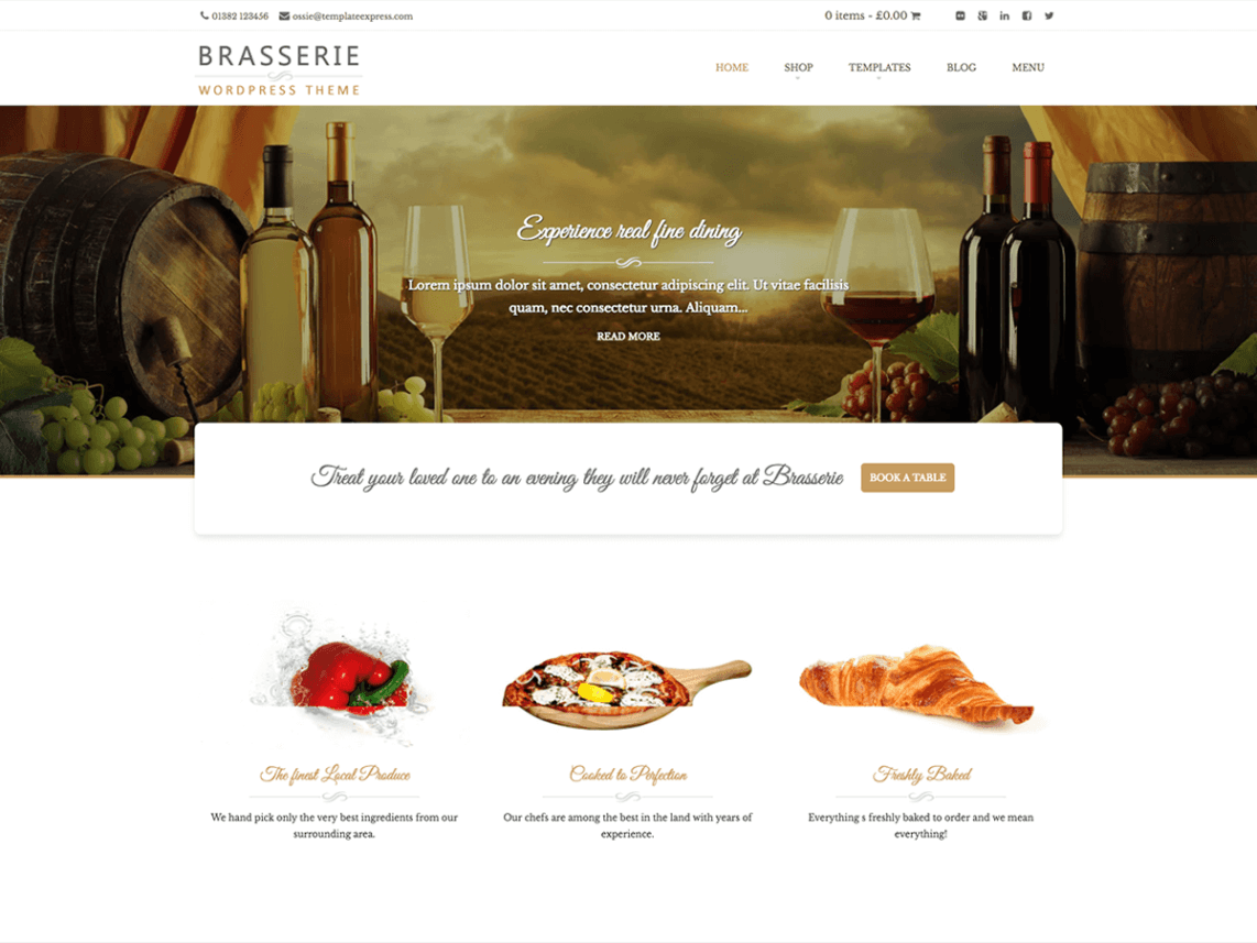 Free Brasserie Wordpress theme