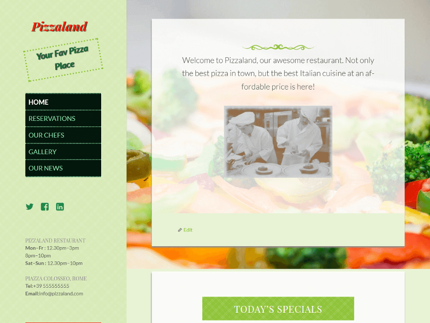 Free Pizzaland Wordpress theme