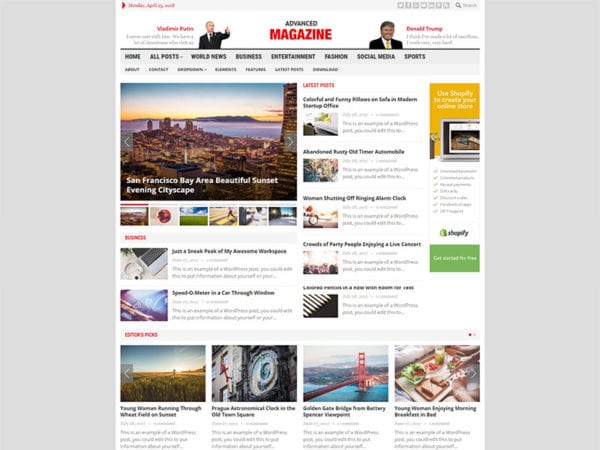 Free Advanced Magazine Wordpress Theme