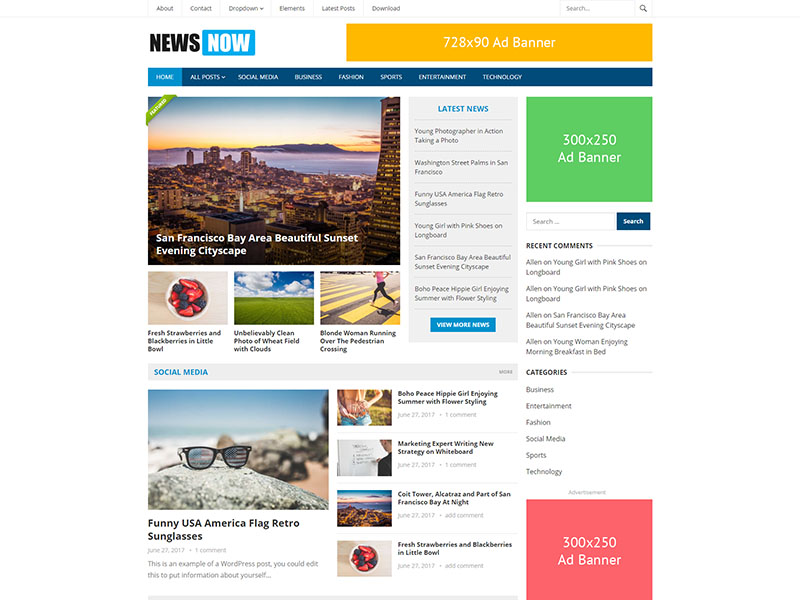 Free Newsnow Magazine Wordpress Theme