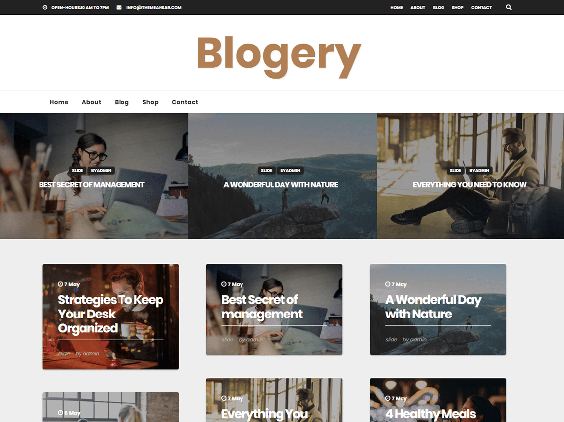Free Blogery Wordpress theme