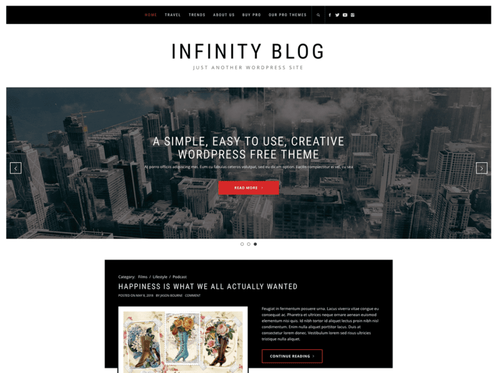 Free Infinity Blog Wordpress Theme