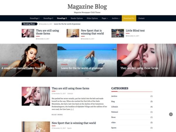 Free Magazine Blog Wordpress Theme