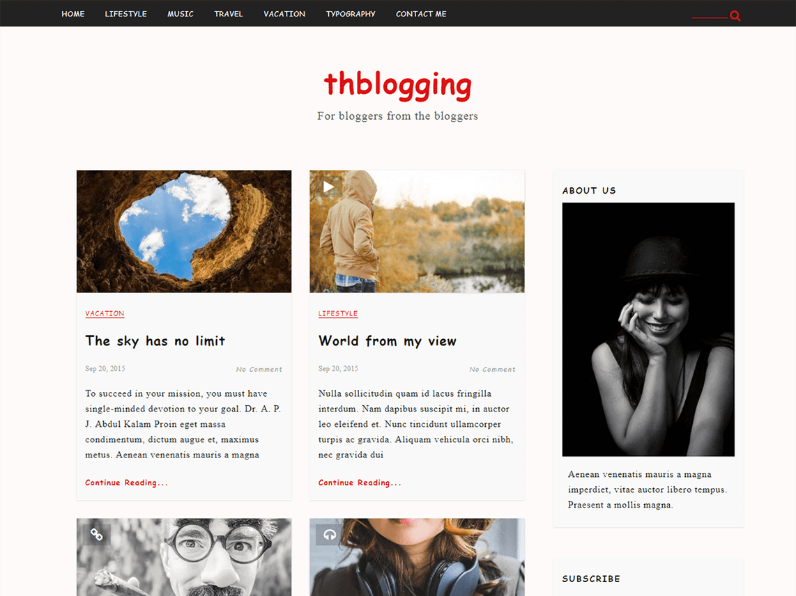 Free TH Blogging Wordpress theme