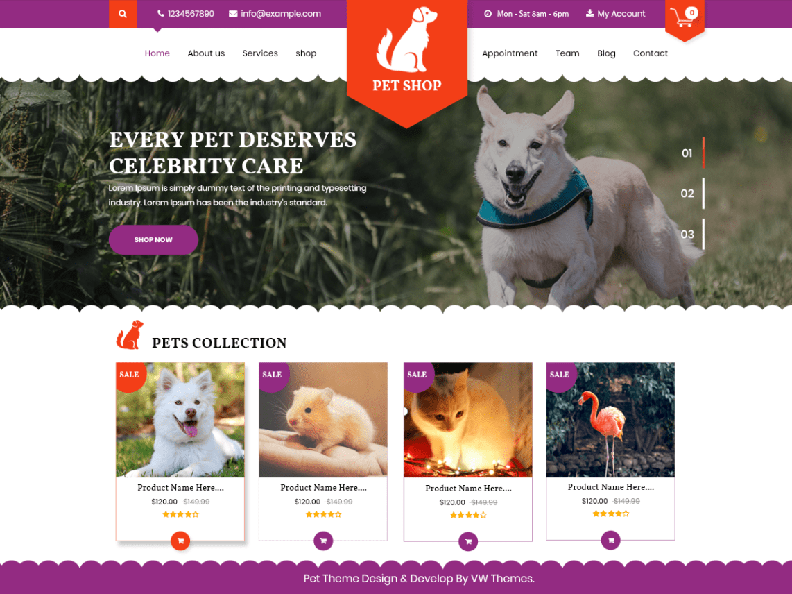 Download Free VW Pet Shop WordPress Theme - JustFreeWPThemes