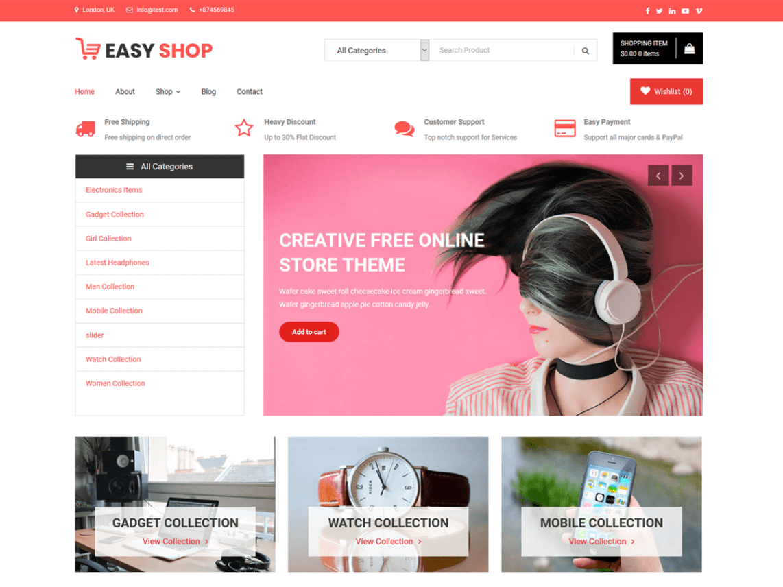 Download Free Easy Shop WordPress theme JustFreeWPThemes