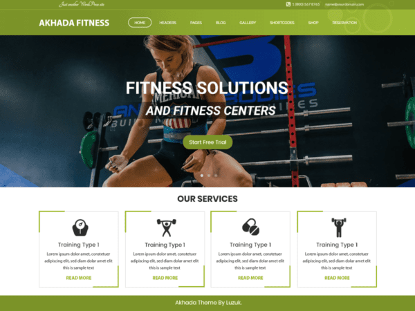 Free Akhada Fitness Gym Wordpress Theme