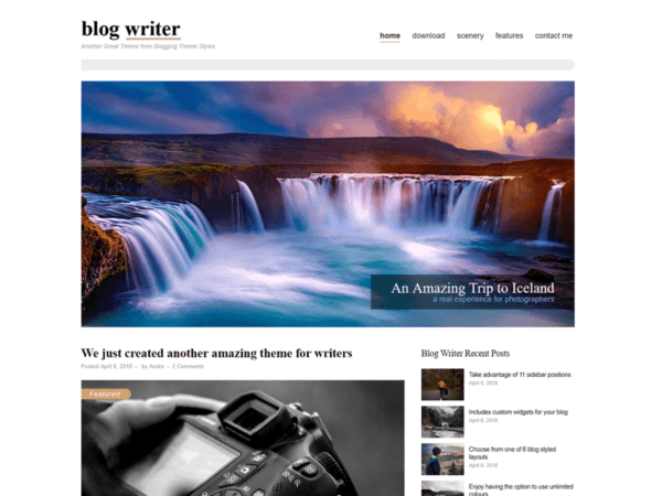 Free Blog Writer Wordpress Theme