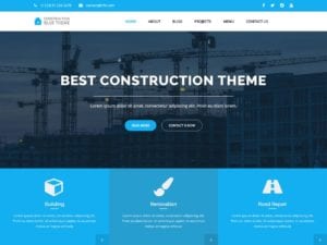 Free Blue Construction WordPress theme