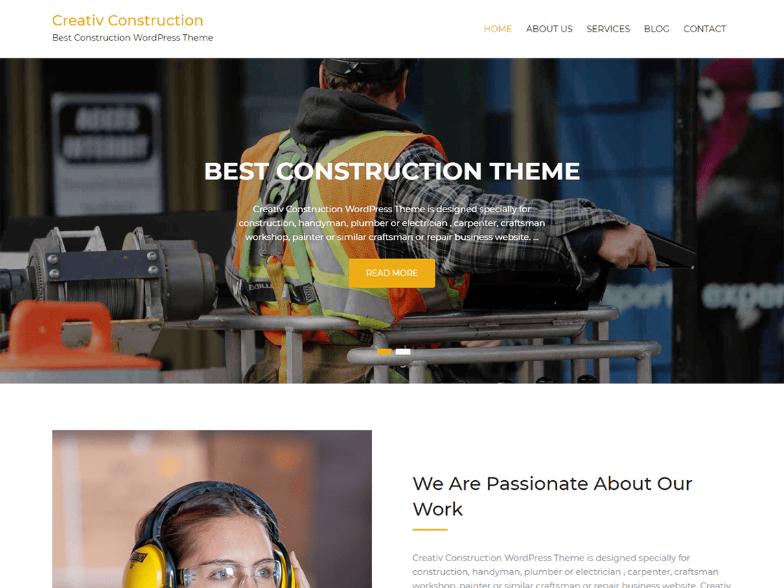 Free Creativ Construction Wordpress theme
