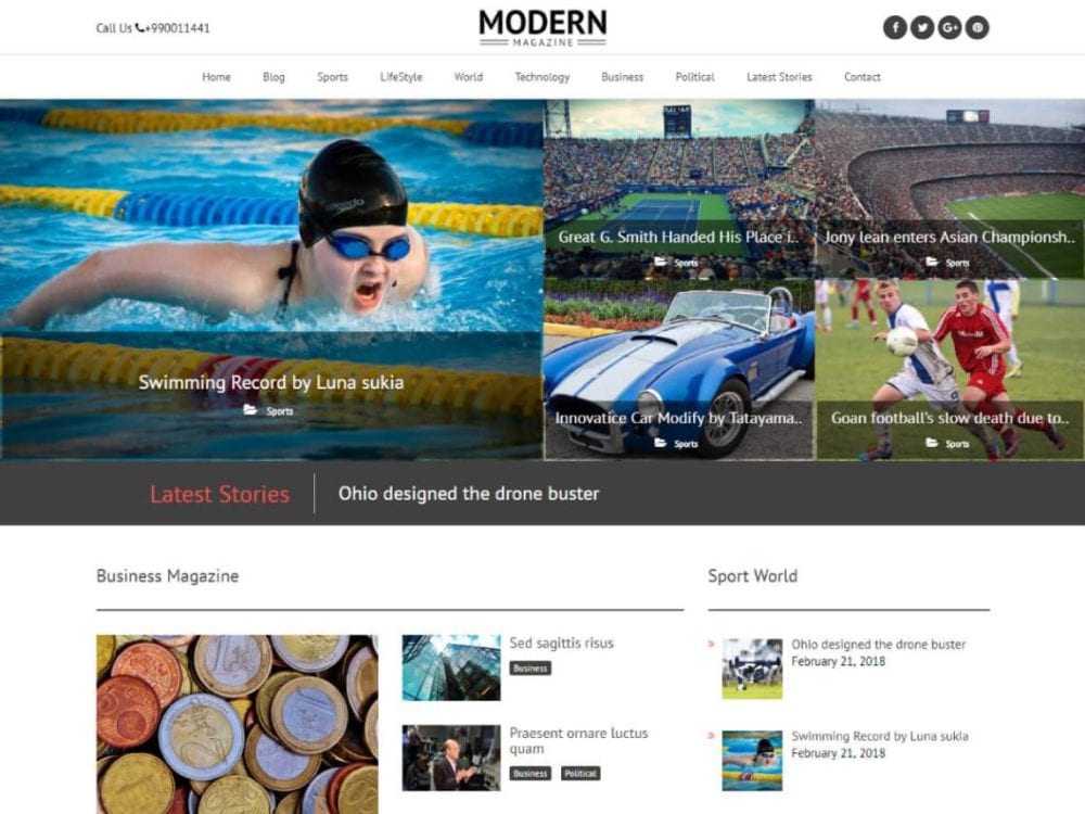 Free Modern Magazine Wordpress Theme