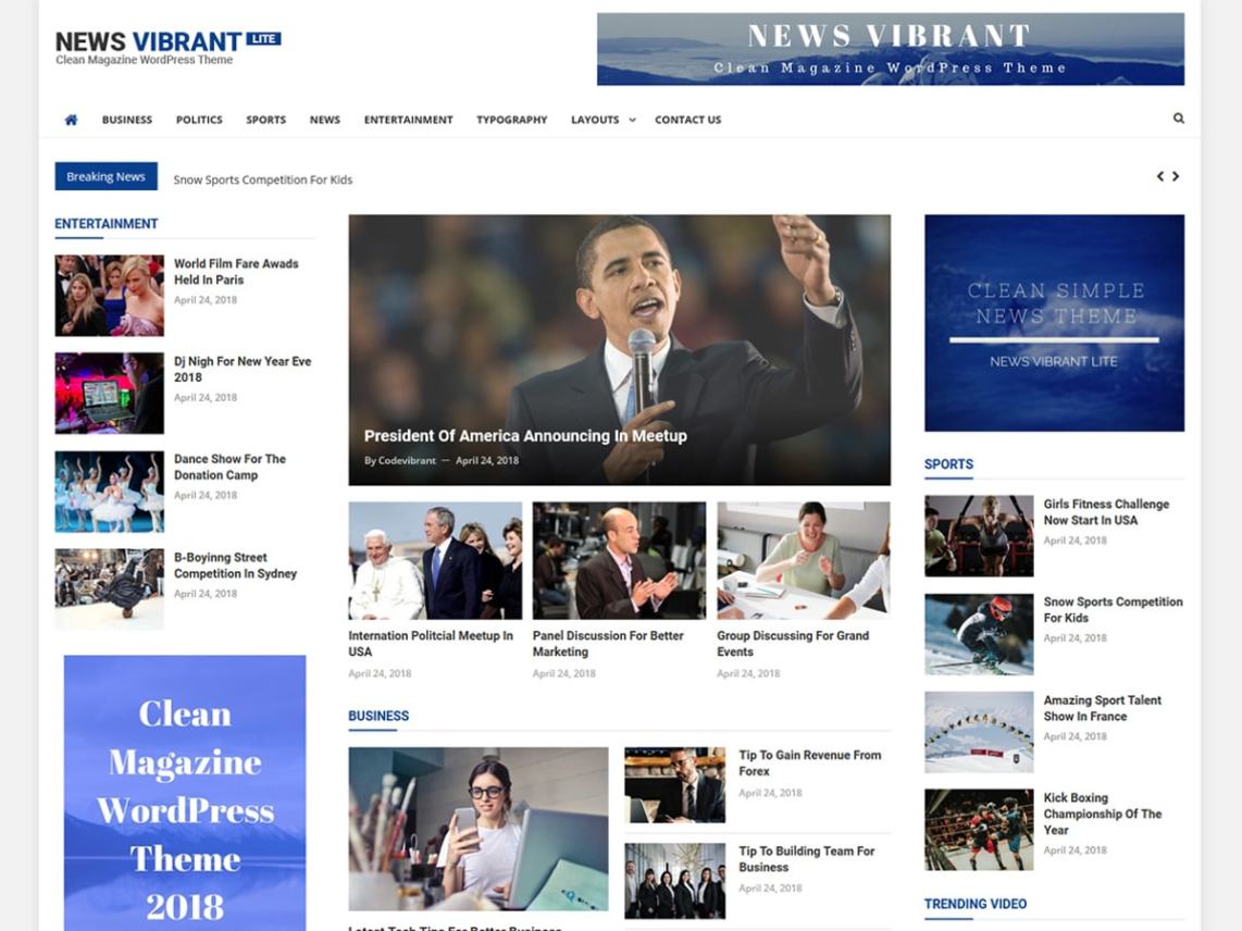 Free News Vibrant Lite Wordpress theme