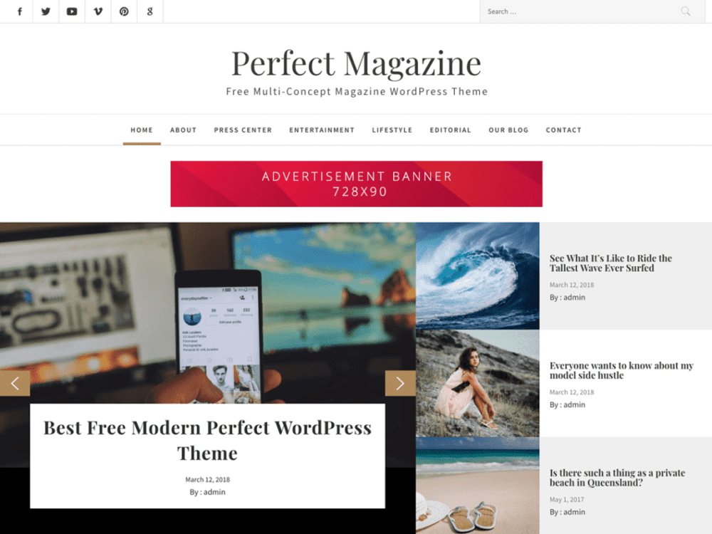 Free Perfect Magazine Wordpress Theme